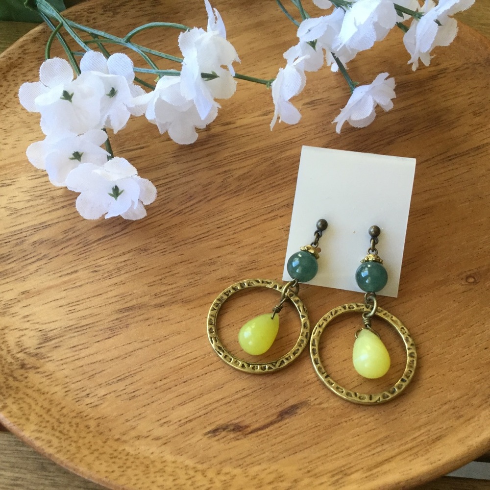 Drop and circle earrings ☆Green☆